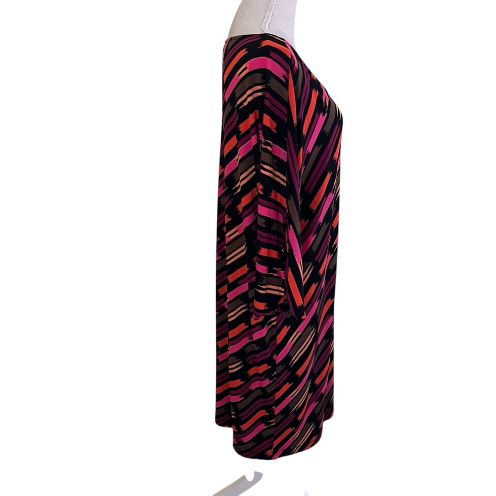 Banana Republic Black, Pink,Olive, Mustard Abstract Stripe Jersey Knit Dress XL - Picture 6 of 10